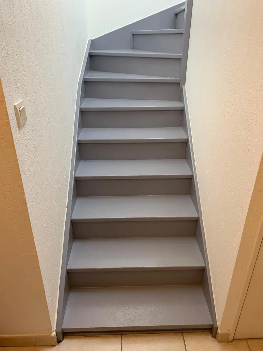 Le même escalier après remise en peinture des marches et contremarches — Castagne Couverture